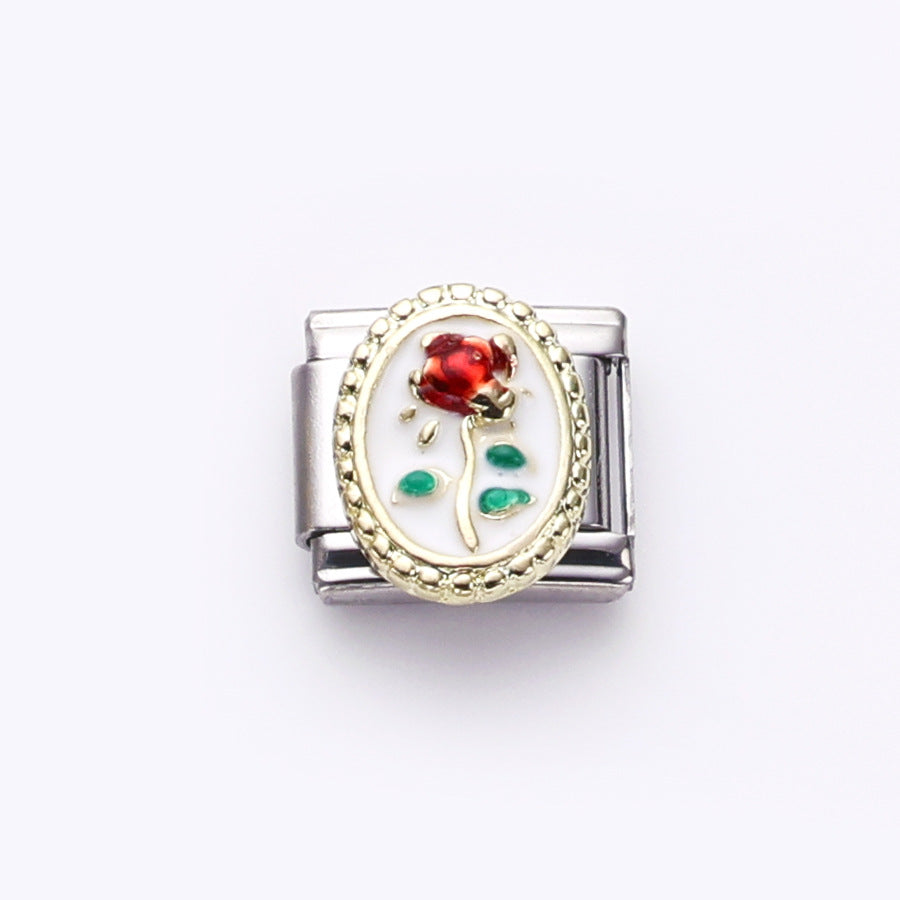 Wholesale 10pcs Italian Charm Bracelet 9mm DIY Splicing Heart Shell Stainless Steel Composable Bracelet