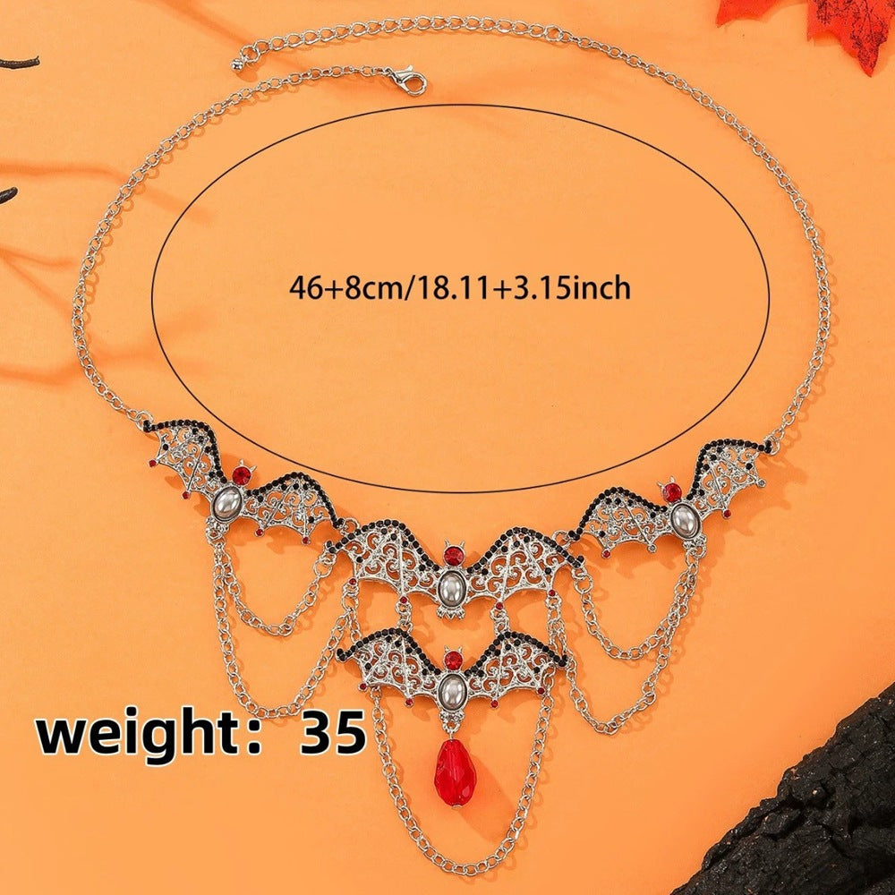 Wholesale Dark Punk  Bat Necklace Alloy Rhinestone Fashion Accessory for Women