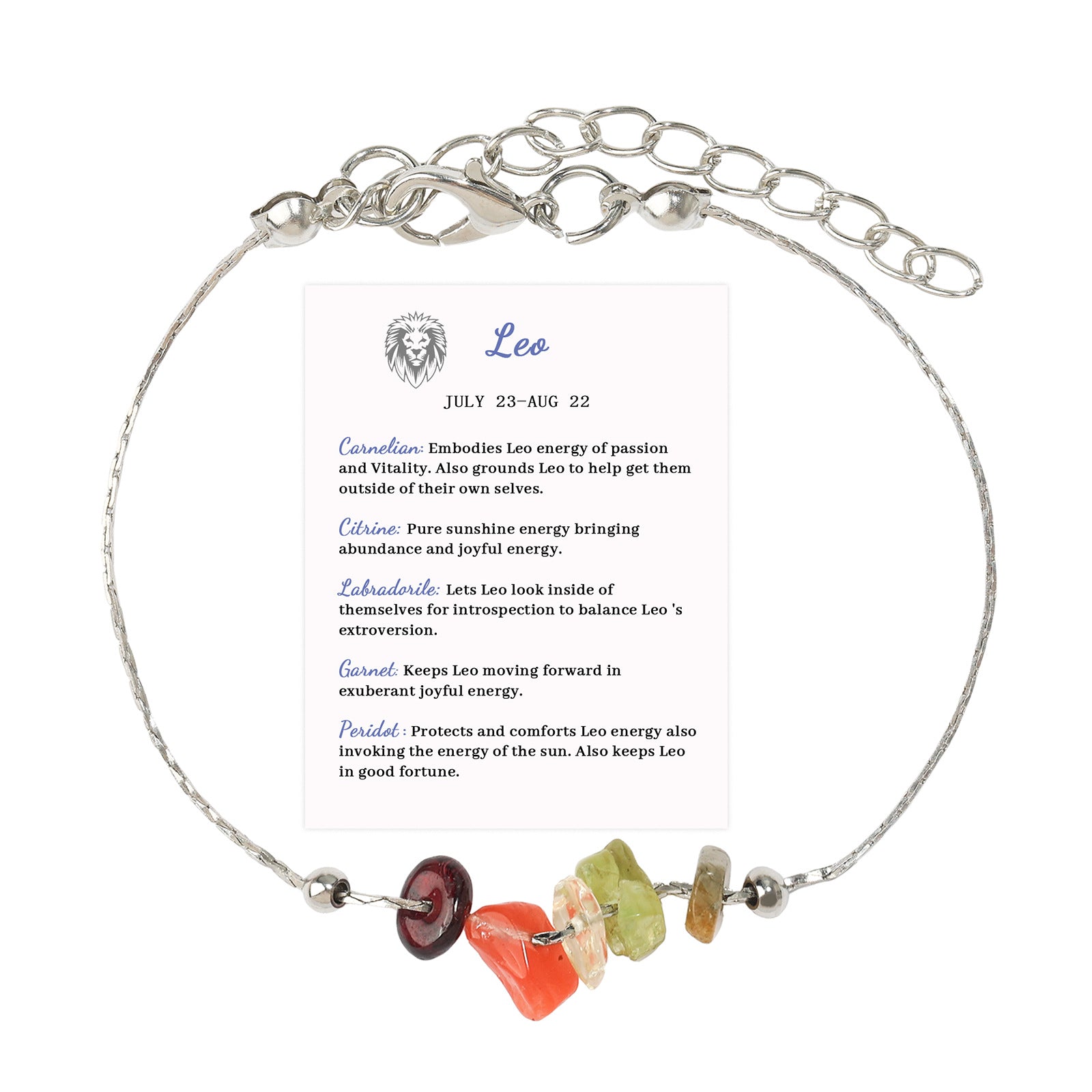 Wholesale 12 Constellation Bracelet Irregular Citrine Lapis Lazuli White Chalcedony Chain Adjustable Bracelet