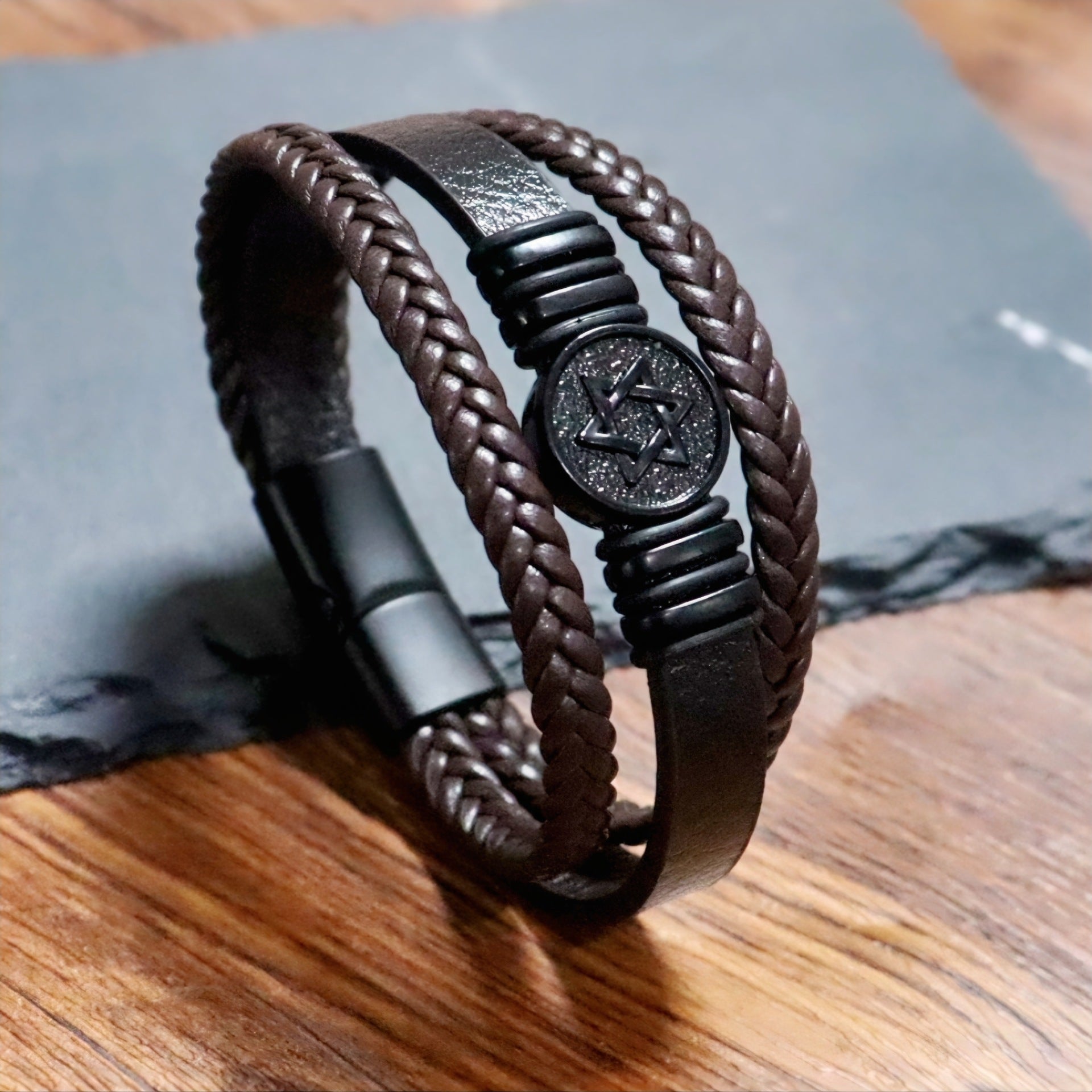 Wholesale Braided Leather Bracelet Wish Tree Design Multi Layer Stacking Wristband For Men Unisex Fashion Jewelry Accessory Gift