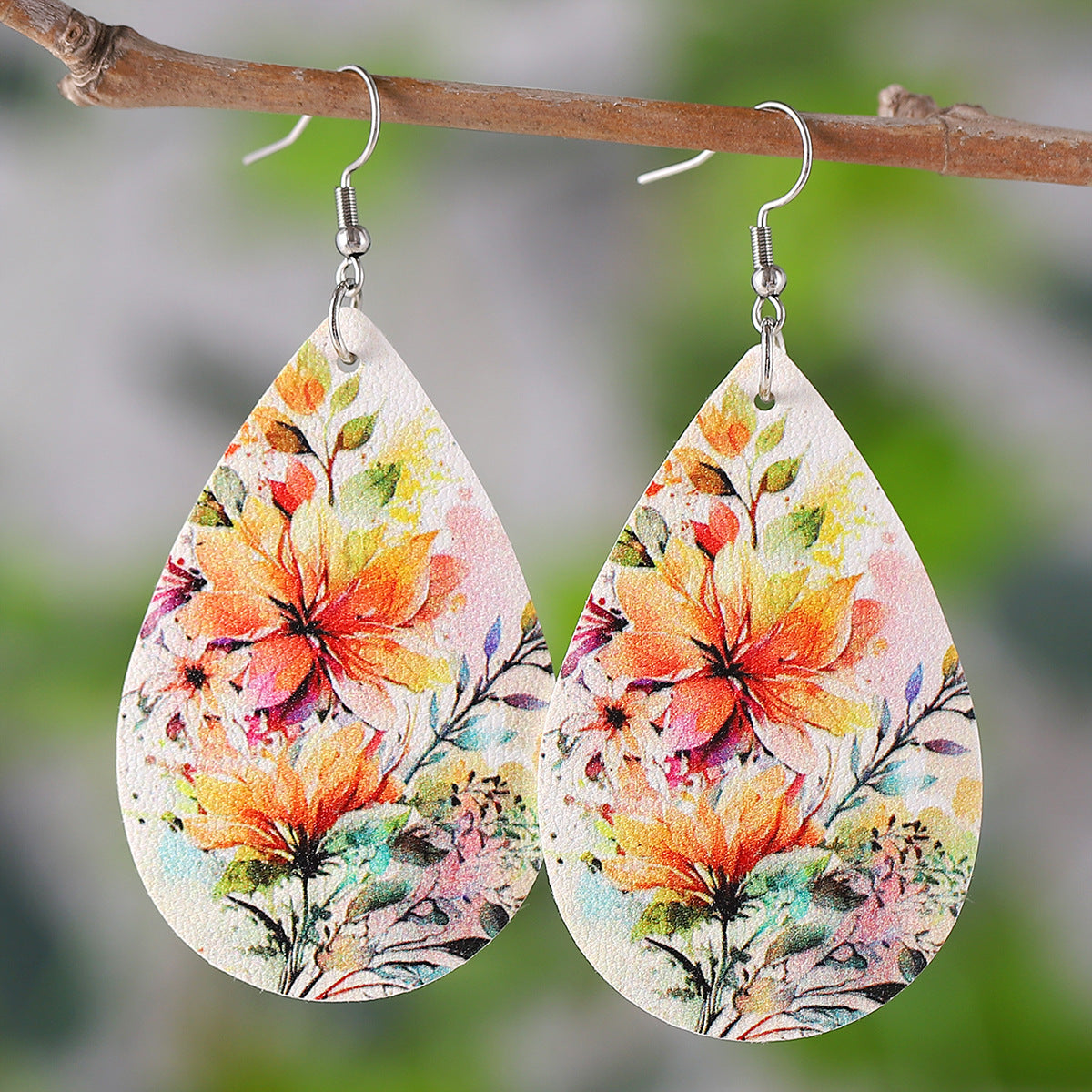 Wholesale Leaves Flowers Leopard Feather Earrings
