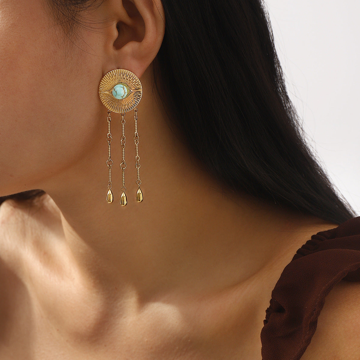 Wholesale Simple Style Versatile Tassel Earrings for Women  Turquoise Earrings for Women