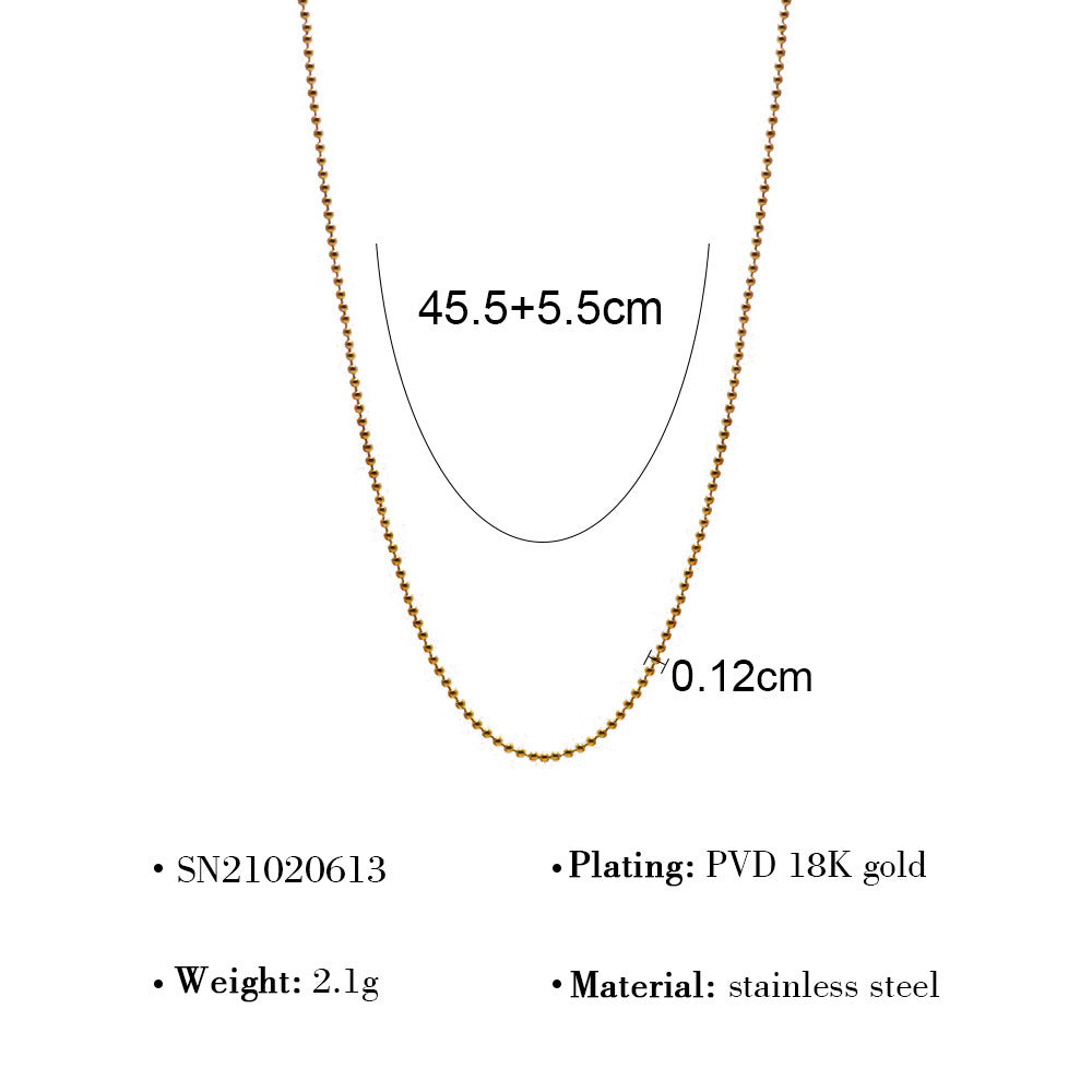Wholesale Stainless Steel Necklace Plated 18K Gold Fashion Simple Bead Chain Sunflower Zircon Necklace