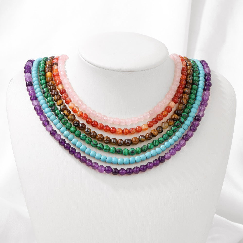 Wholesale  4mm Natural Stone Bead Necklace