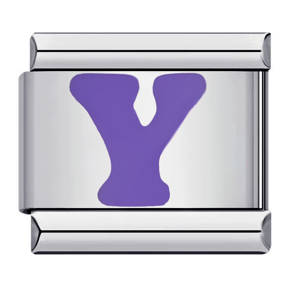 Wholesale Italian Charm Bracelet 9mm DIY Splicing Removable Purple English Letters Stainless Steel Composable Bracelet