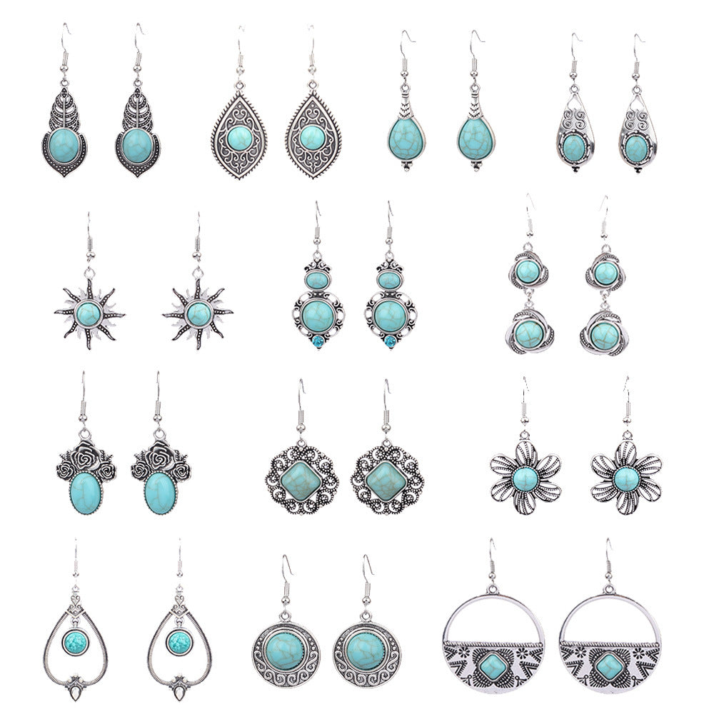 Wholesale Beach Resort Style Alloy Geometric Acrylic Turquoise Earrings for Women ACC-ES-MoMo002