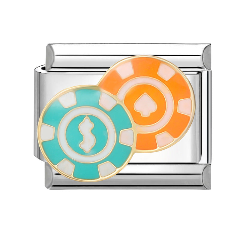 Wholesale Italian Beaded Bracelet 9mm DIY Splicing Removable Orange Game Series Titanium Steel Combinable Bracelet