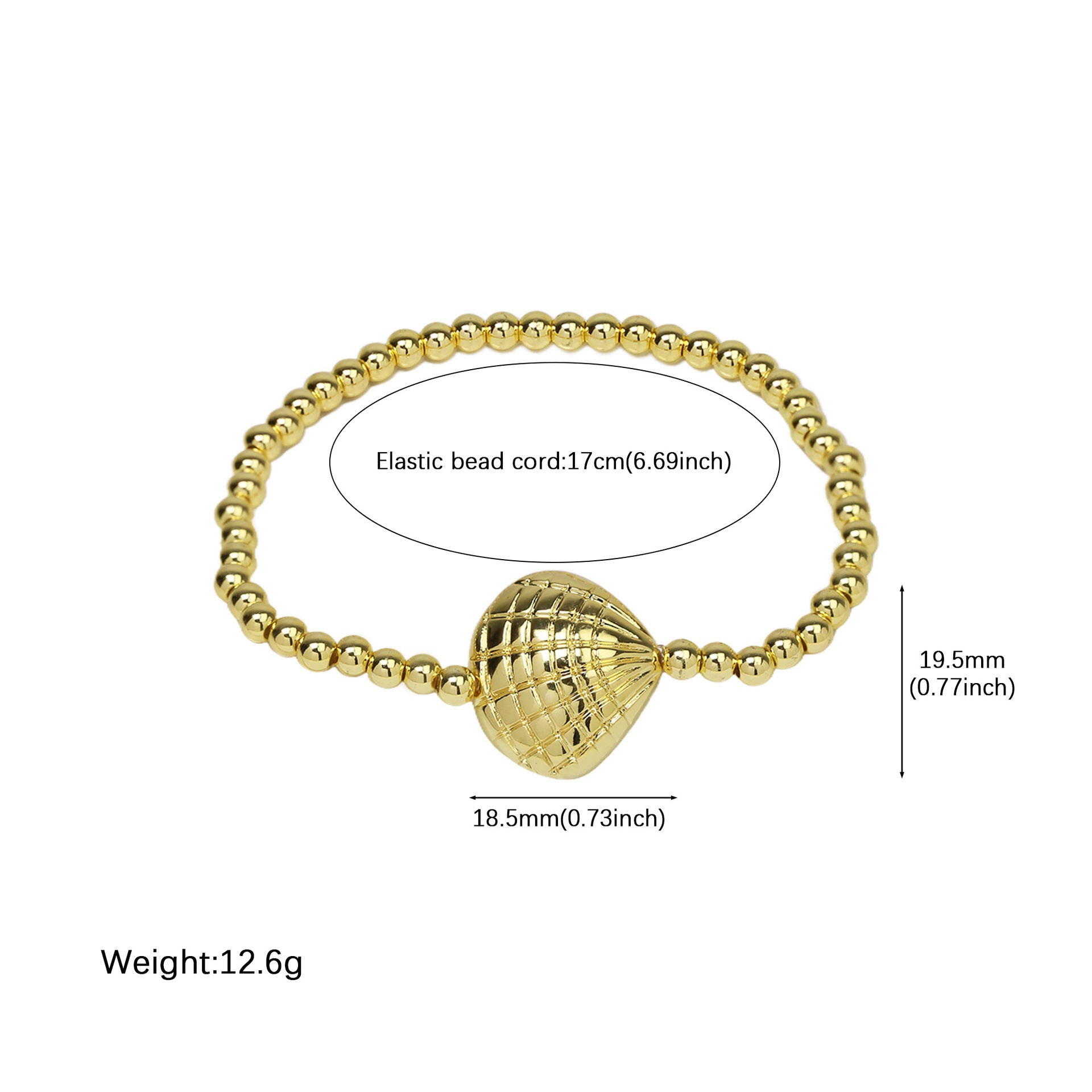 Wholesale Brass Marine Life Series Conch Starfish Shell Beaded Elastic Thread Women' s Bracelet