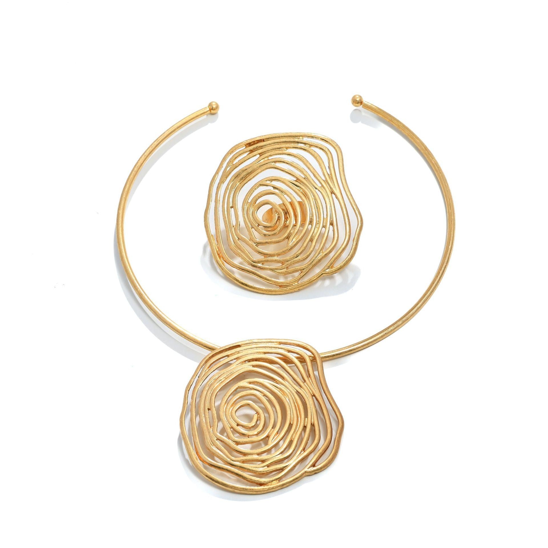 Wholesale Swirl Spiral Shape Ring Collar Women' s Set
