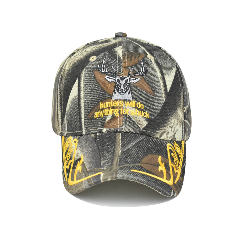 Wholesale Trendy 3D Embroidered Animal Baseball Cap Camouflage Deer Adjustable Summer Sun Hat