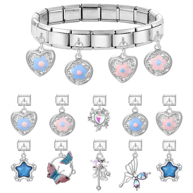 Wholesale  Italian Charm Bracelet 9mm DIY Creative Exquisite  Stainless Steel Composable Bracelet