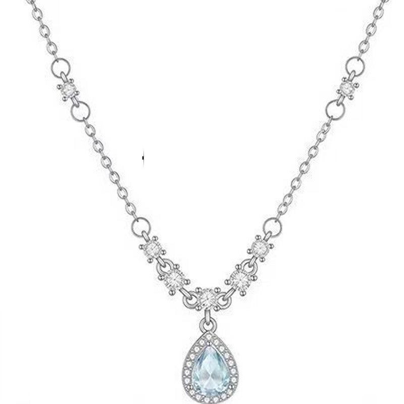 Wholesale Water Drop Zircon Chain Necklace for Women,  Niche New Trendy Light Luxury Style,  Popular Influencer Style,  Simple Versatile Clavicle Chain