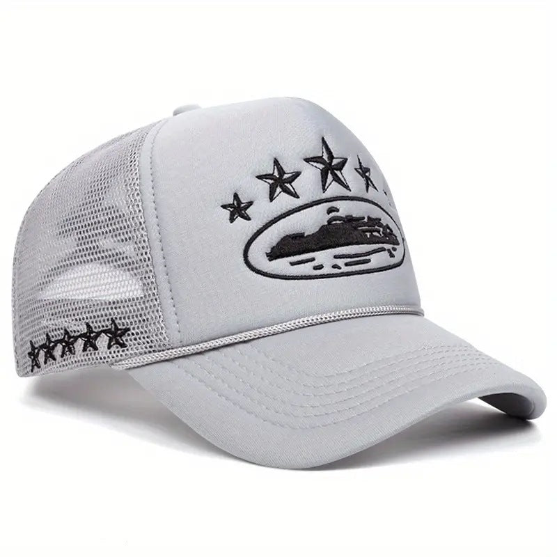 Wholesale Breathable Mesh Trucker Hat With Star Embroidery Summer Outdoor Baseball Cap Adjustable Everyday Style