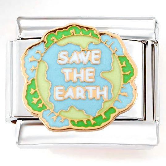 Wholesale Italian Charm Bracelet 9mm DIY Splicing Green Pink Heart Flower Stainless Steel Composable Bracelet