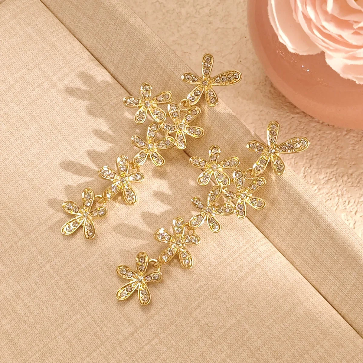 Wholesale Unique Embellished Flower Fringed Earrings