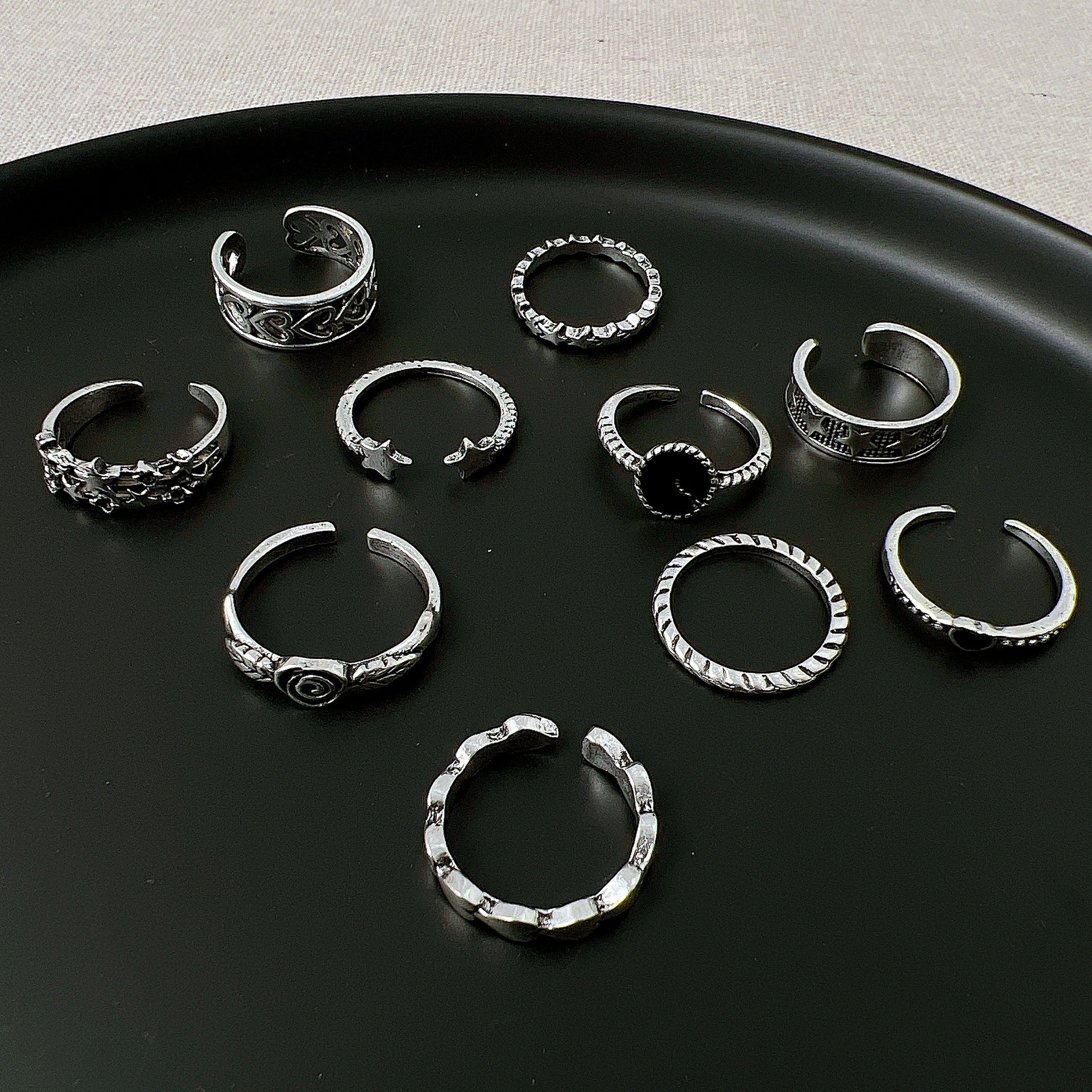 Wholesale Vintage Heart Rose Star Ring 5-Piece Set