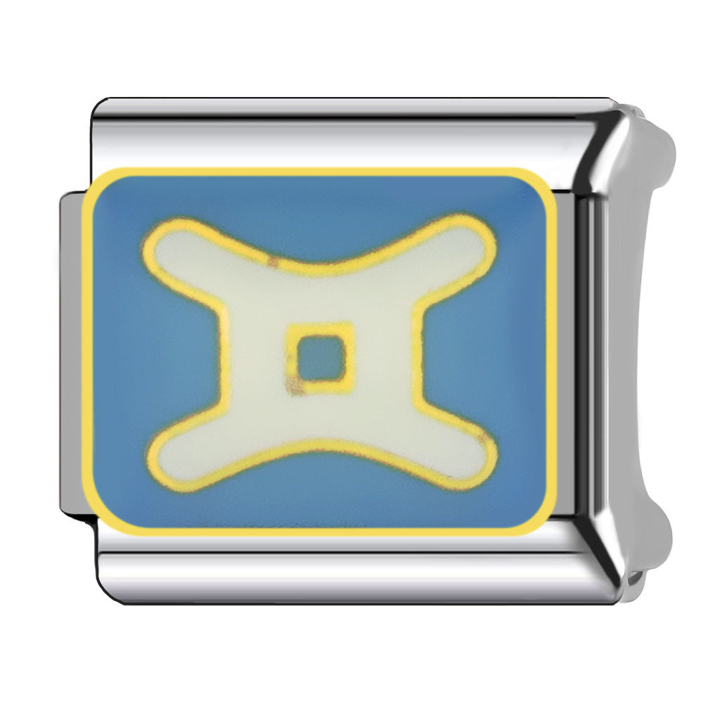 Wholesale Italian Charm Bracelet 9mm DIY  Twelve Zodiac Signs Color-Preserving Blue English   Creative Stainless Steel Composable Bracelet