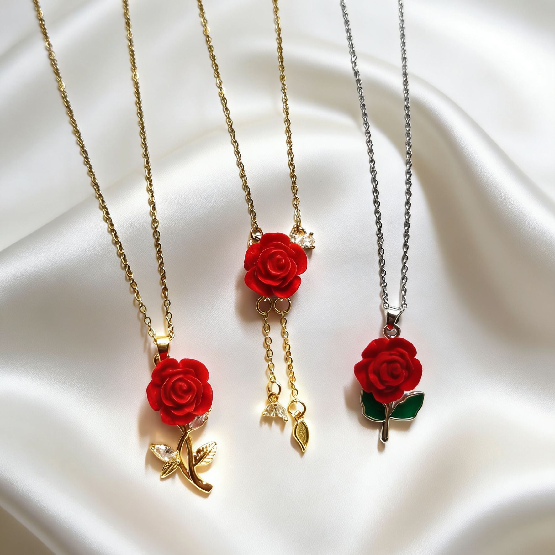 Wholesale Romantic Red Micro-set Choker Necklace,  Titanium Steel Gold Plated,  Fashion Jewelry Accessory for Resale