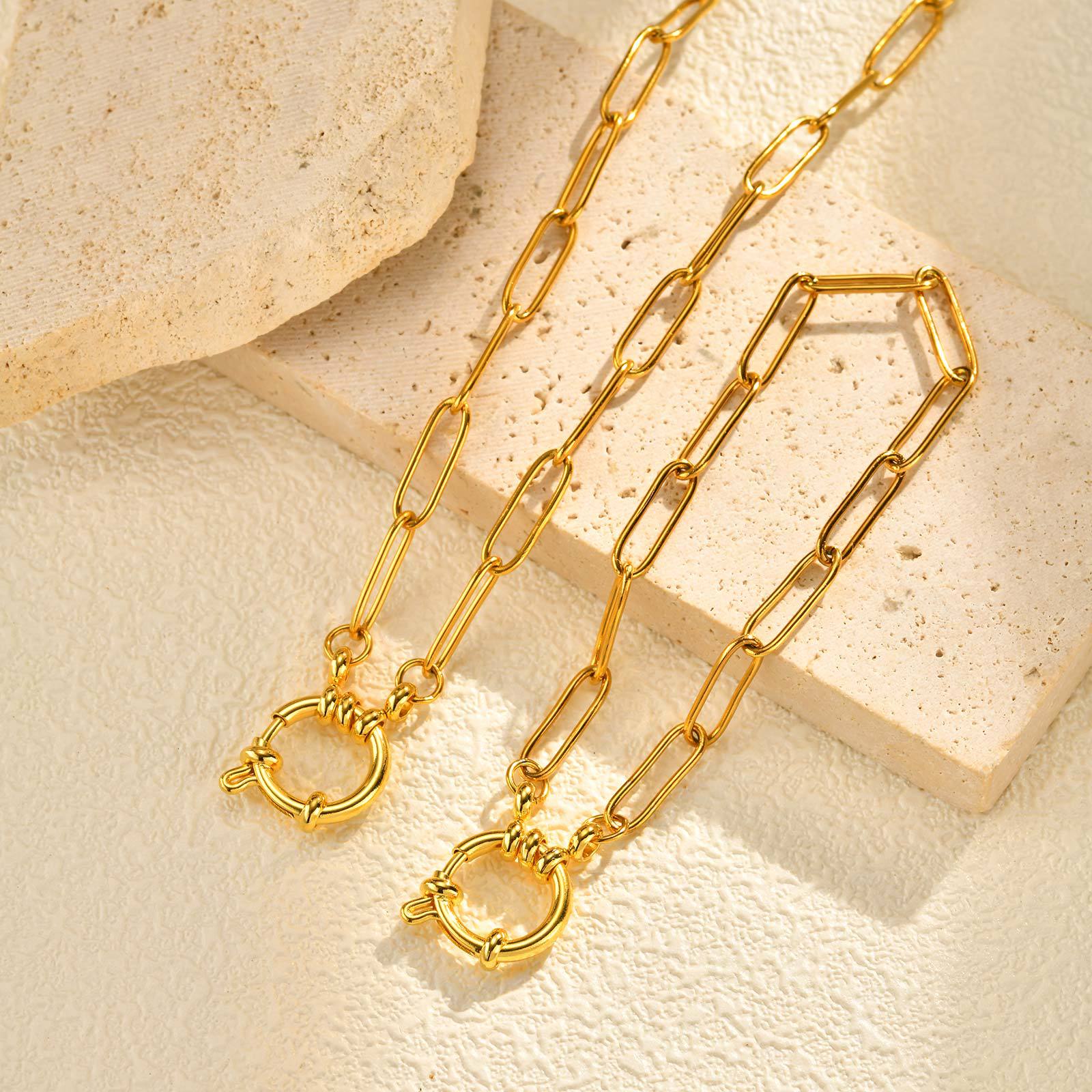 Wholesale Women S Gold Stainless Steel Flat Cross Chain Bracelet Bubble Clasp Fashion Jewelry Everyday Accessory For Boutique Resale
