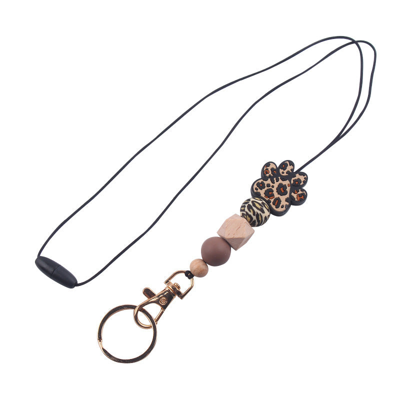 Wholesale Cartoon Animal Dog Paw Silicone Beaded Necklace Keychain Cute Keychain ACC-KC-GuangTian077