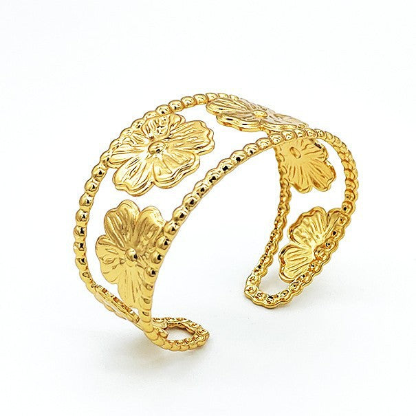 Wholesale Retro Polished Stainless Steel Open C-Shaped Cuff Bracelet