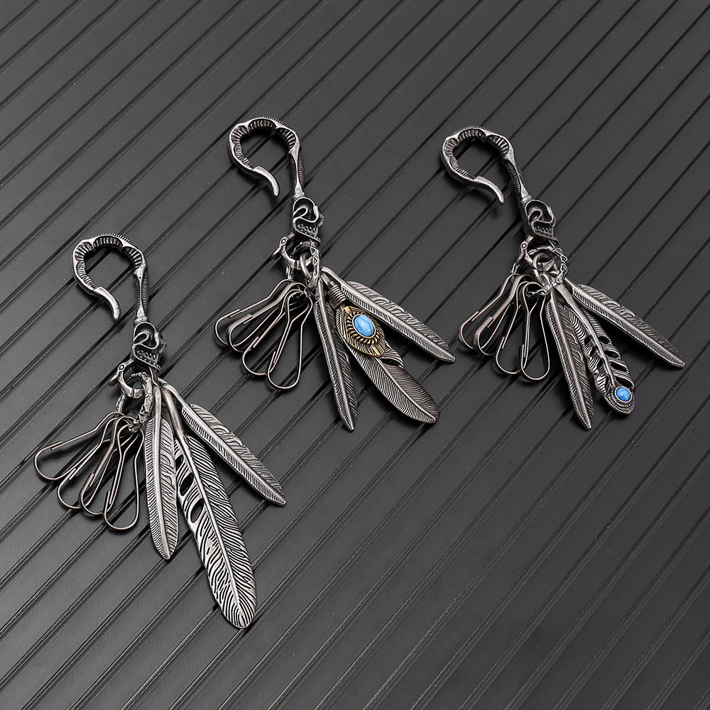 Wholesale Vintage Turquoise Feather Keychain