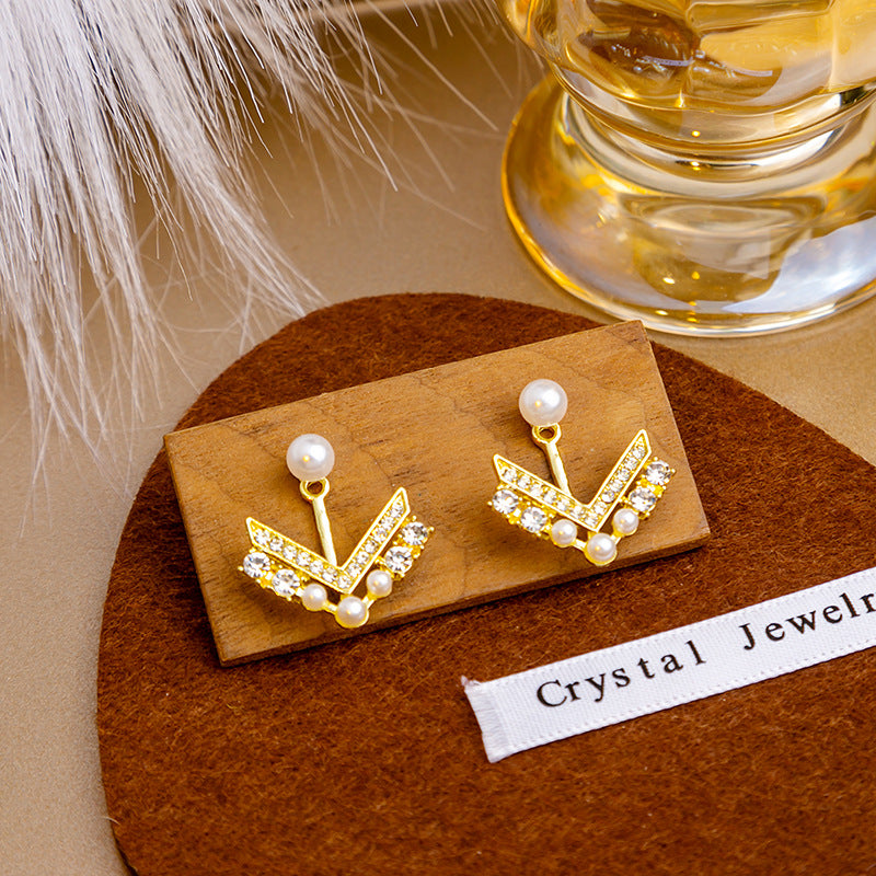 Wholesale pearl light luxury elegant silver needle steel needle alloy earrings ACC-ES-MDD007