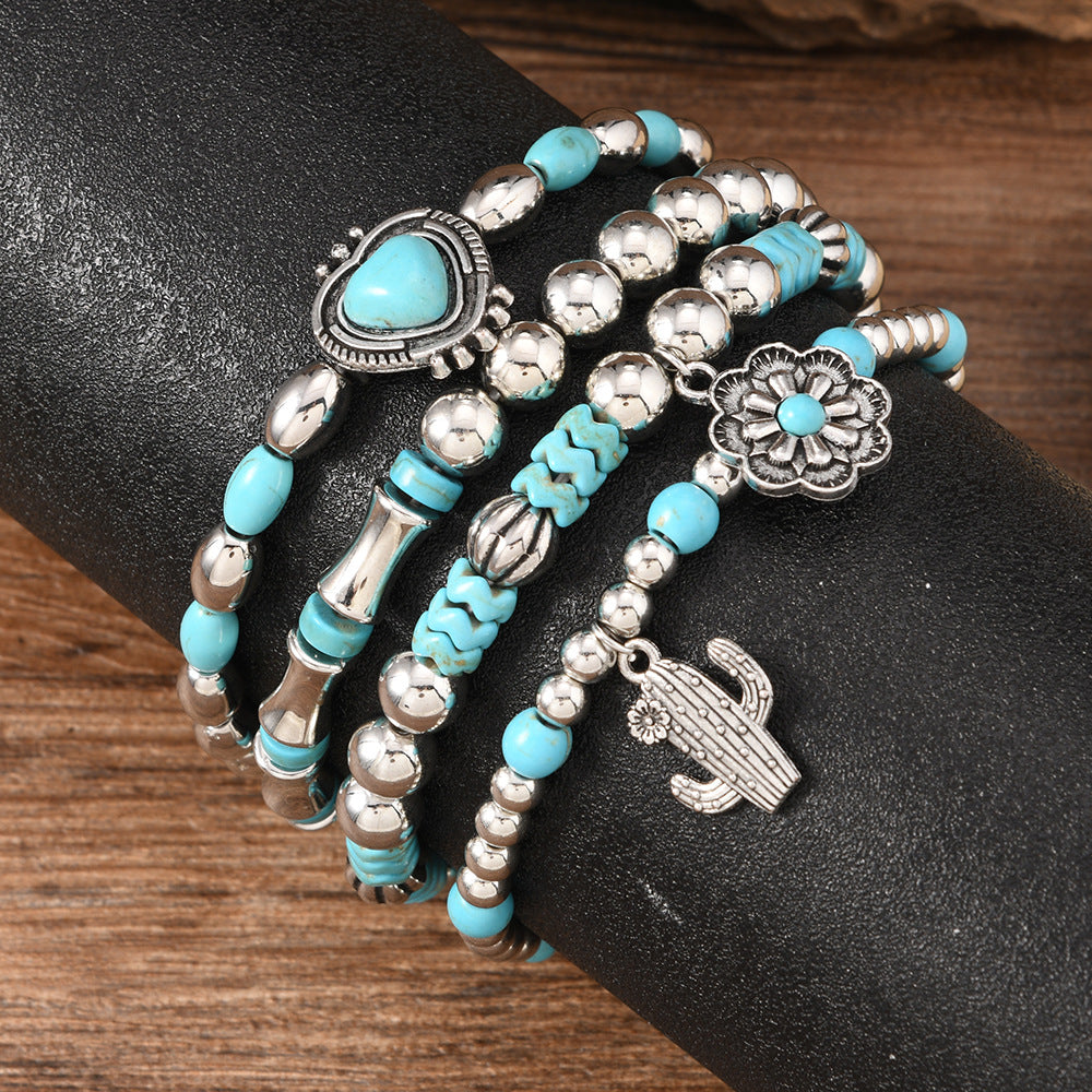 Wholesale Bohemian Style Beaded Bracelet Love Cactus Turquoise Fashion Combination Hot Selling Bracelet