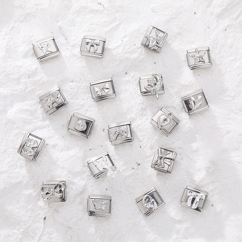 Wholesale 9mm Italian Charm Starter Bracelets DIY Butterfly Heart Stainless Steel Composable Bracelet