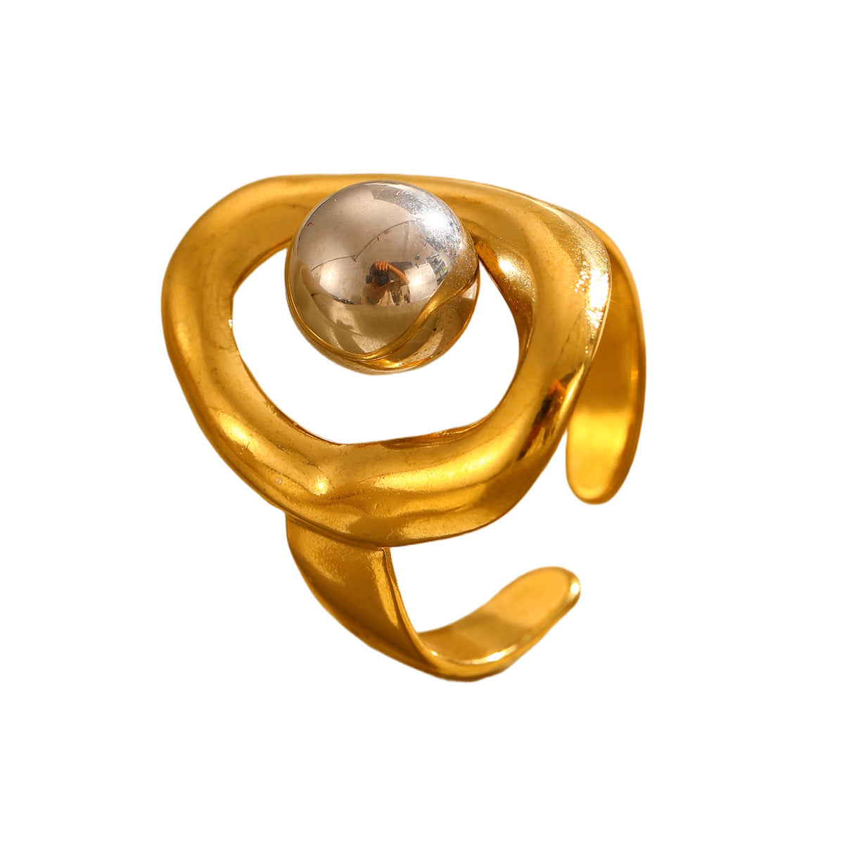 Wholesale Geometric Cut Out Lines Stainless Steel Open Ring