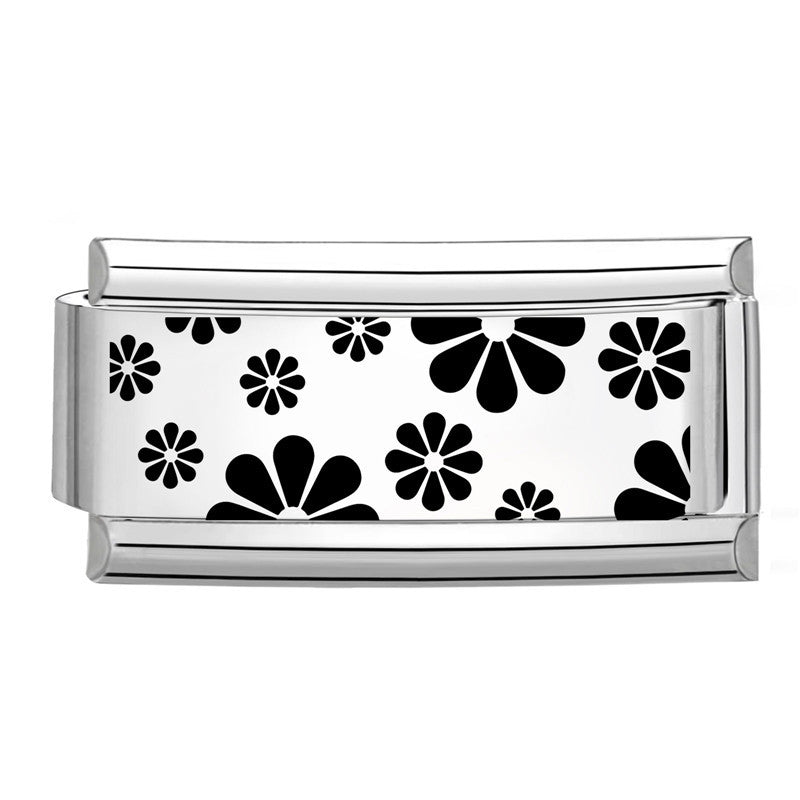 Wholesale Italian Charm Bracelet 9mm DIY Splicing Long Black and White Series Stainless Steel Composable Bracelet