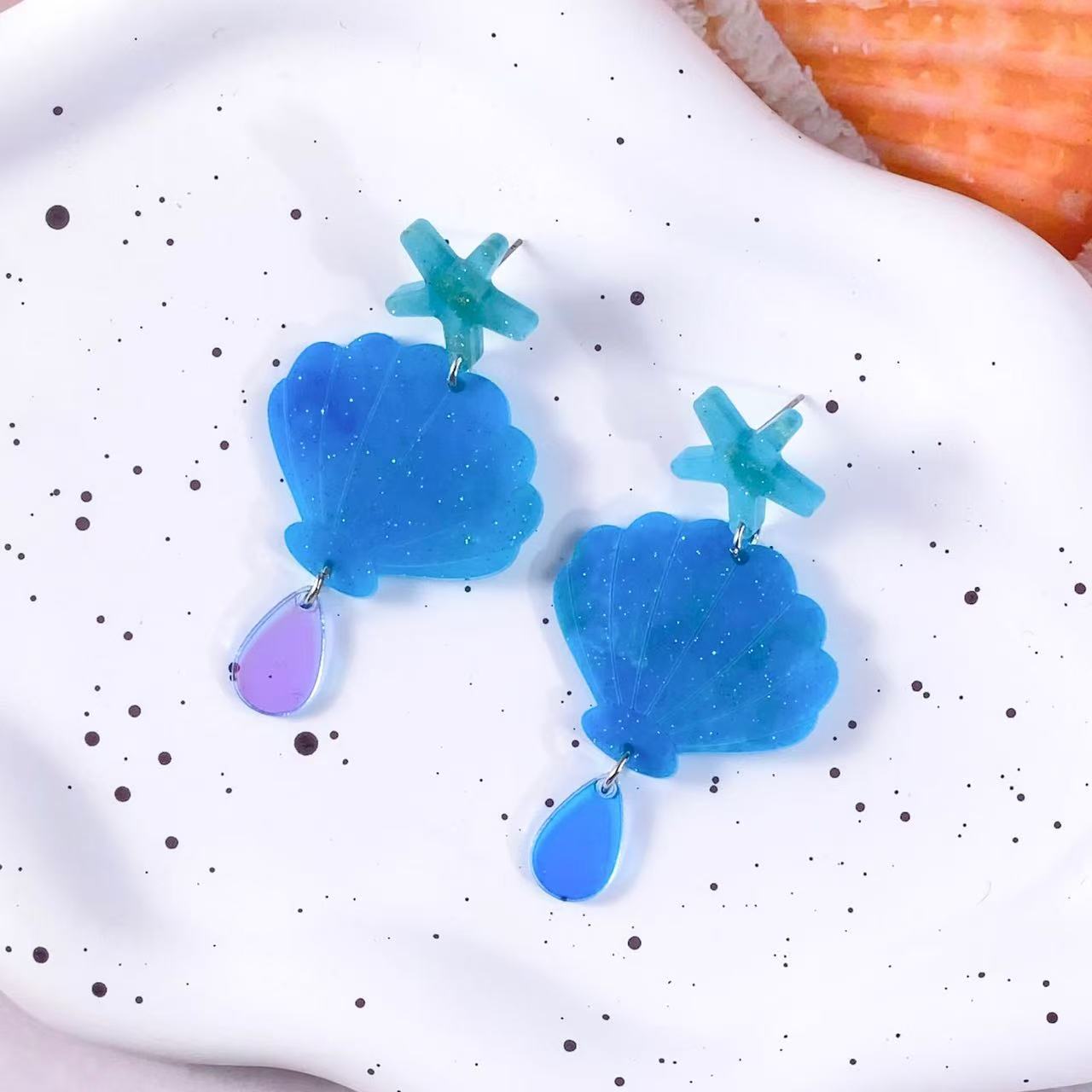 Wholesale  Beach Wind Resin Starfish Earrings