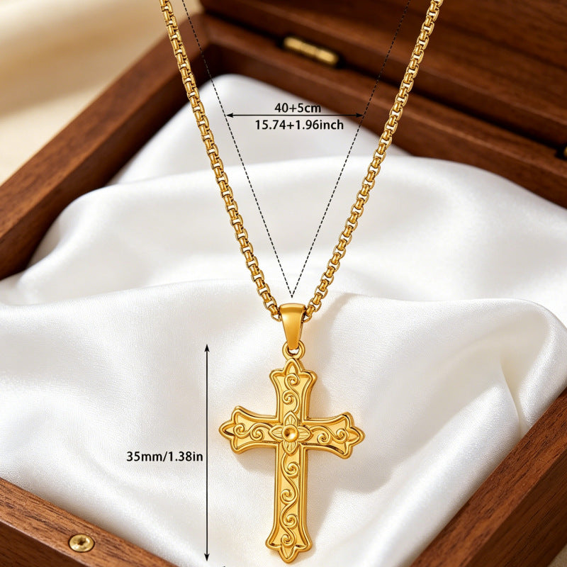 Wholesale Gold Plated Stainless Steel Cross Bracelet Unisex Fashion Jewelry Accessory for Boutique Resale