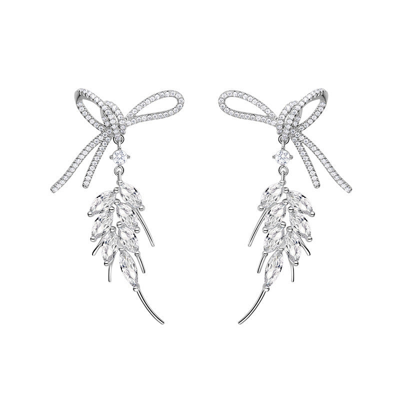 Wholesale Exaggerated bow full diamond earrings