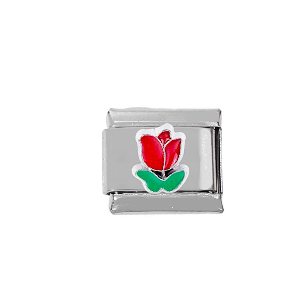 Wholesale Stainless Steel Flower Charms With Enamel Drop Design For DIY Jewelry Making Craft Supply