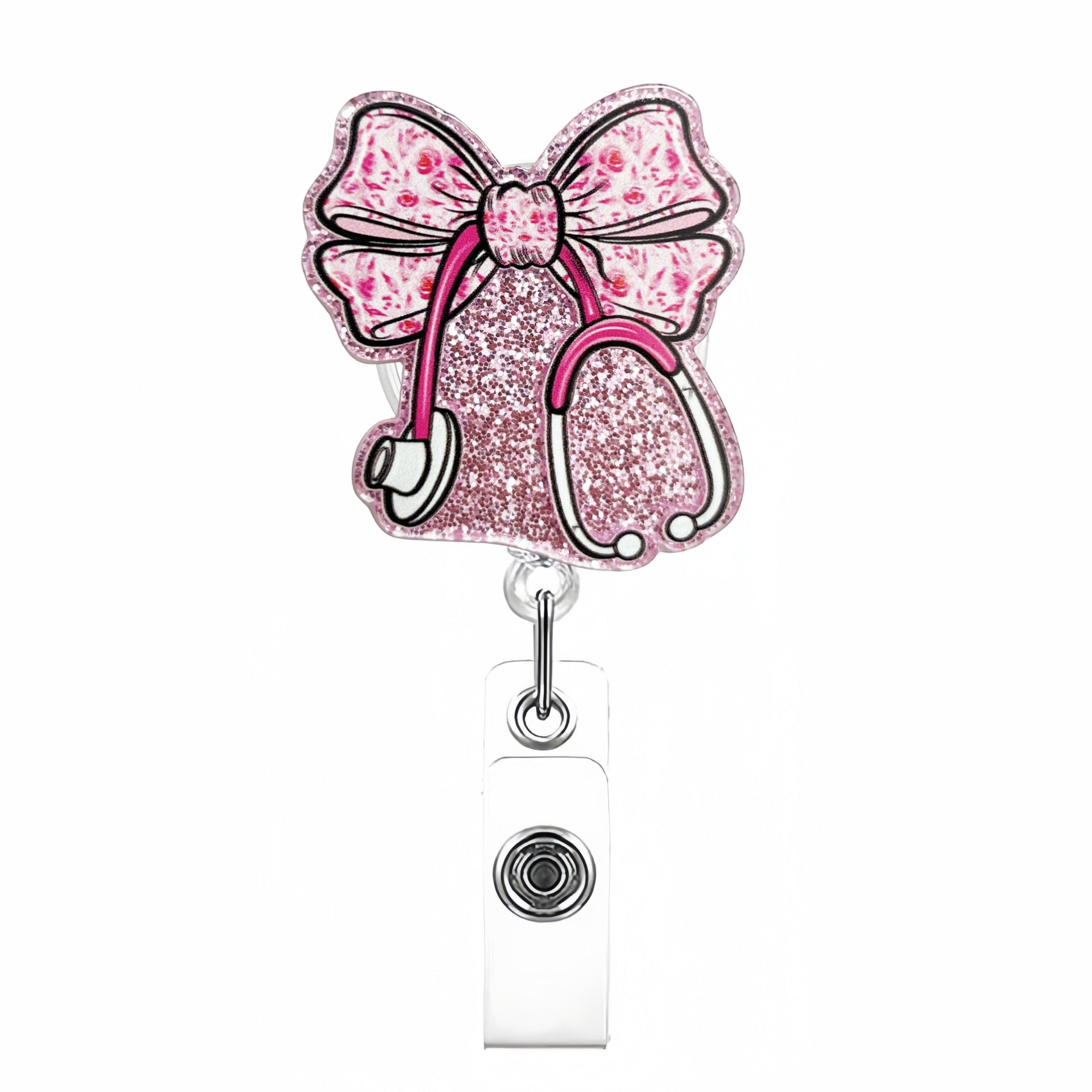 Wholesale Acrylic Creative Bow Badge Reels Keychains