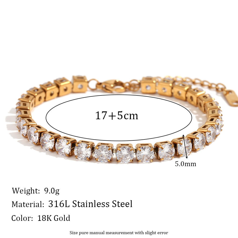 Wholesale Stainless Steel Bracelets 18K Gold Plated Bracelet Micro Inlaid Zircon Chain Bracelet ACC-BT-MengJ002