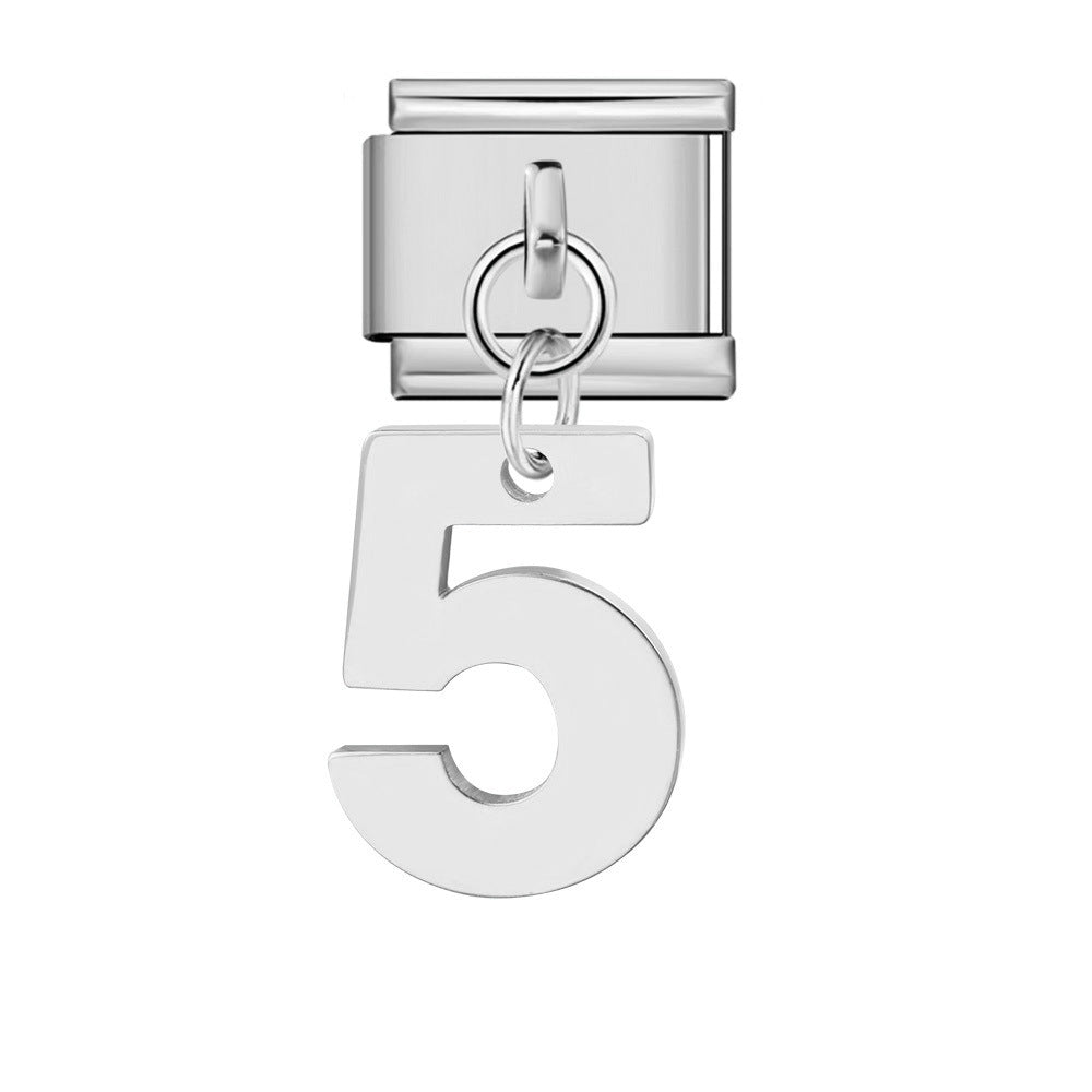 Bracciale fai da te con ciondolo con gancio in acciaio inossidabile a una cifra modulare italiano all'ingrosso