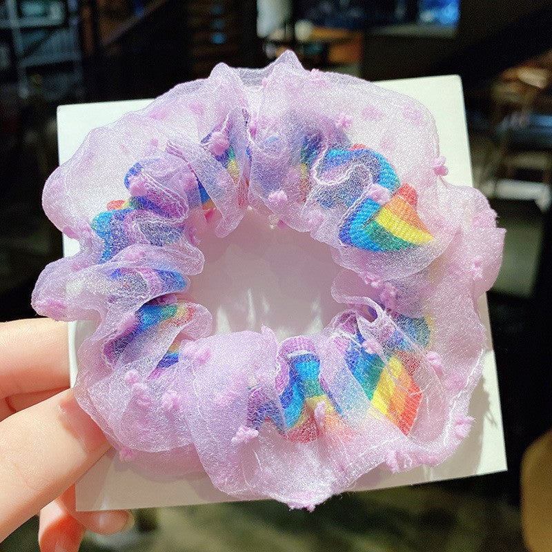 Wholesale fabric rainbow color headband cute mesh headband ACC-HS-linx001