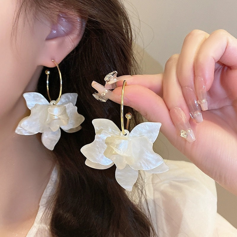 Wholesale Korean Style Fairy Floral Earrings,  Plastic Resin Electroplated,  Fashion Accessory Jewelry