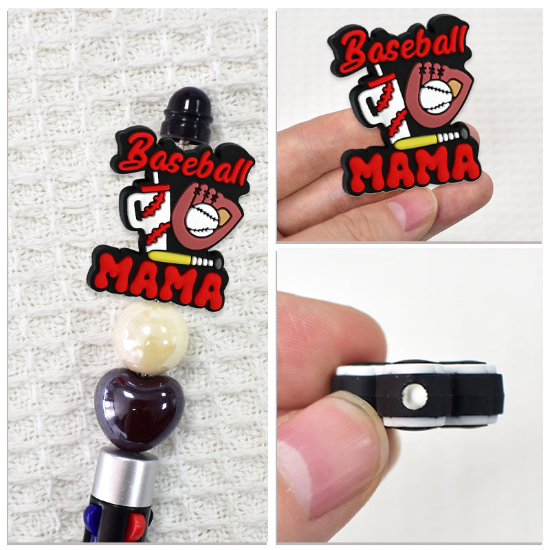 Wholesale 100pcs randomly Baseball series PVC soft rubber double-sided perforated cartoon bead ornaments