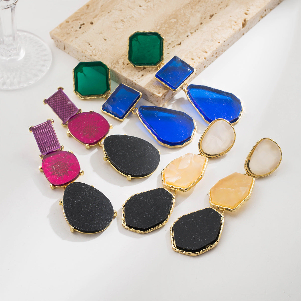 Wholesale E14224 Fashion exaggerated transparent resin earrings earrings irregular geometric earrings party dress accessories