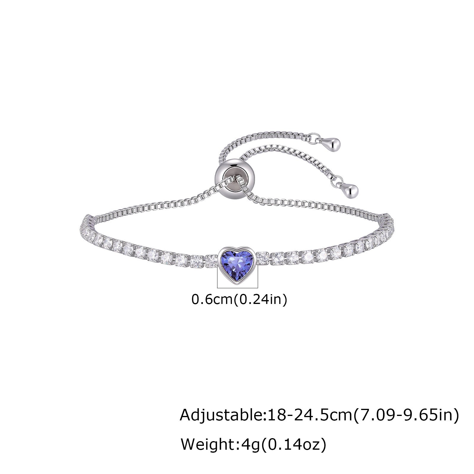 Wholesale Modern January Birthstone Tennis Bracelet Copper Electroplated Women S Chic Jewelry Accessory Gift