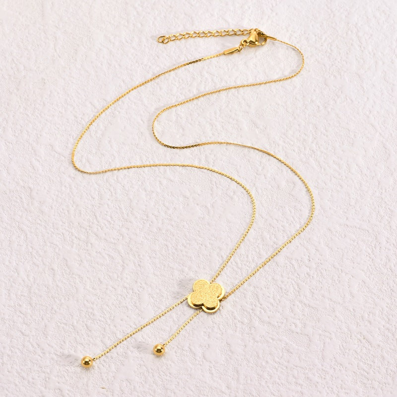 Wholesale Titanium Steel Four-Leaf Clover Necklace ACCVIP