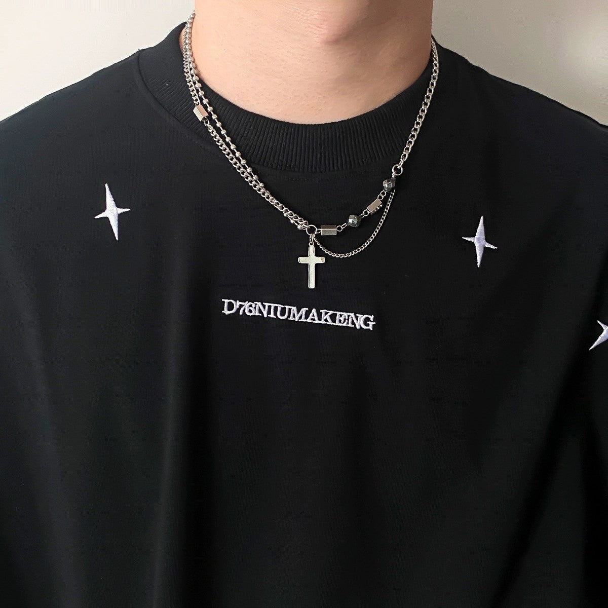 Wholesale Cross Zircon Colorfast Titanium Steel Necklace ACC-NE-NS001