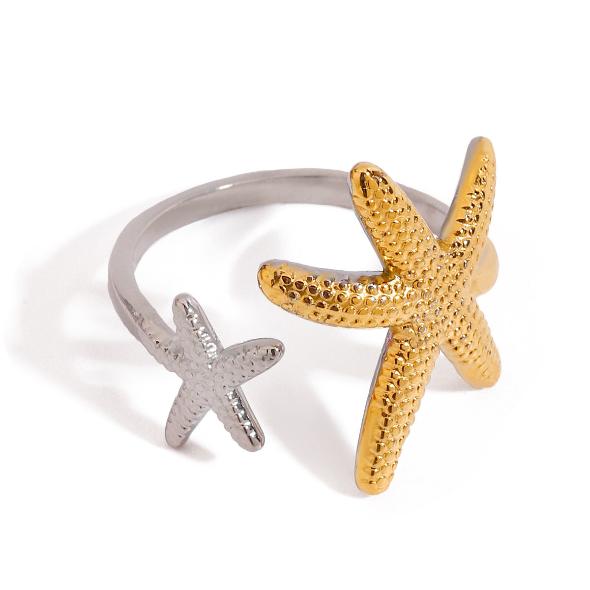 Wholesale 18K gold stainless steel starfish asymmetric ring
