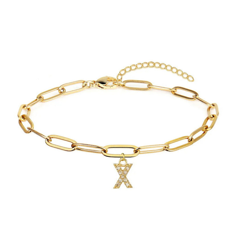 Wholesale 26 Letters Diamond Alloy Bracelet ACC-BT-YingHao003