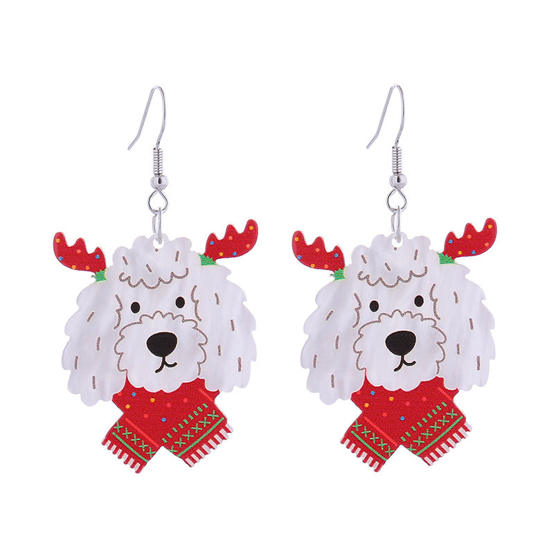 Wholesale Christmas Colorful Acrylic Elk Wine Glass Puppy Earrings ACC-ES-CT036