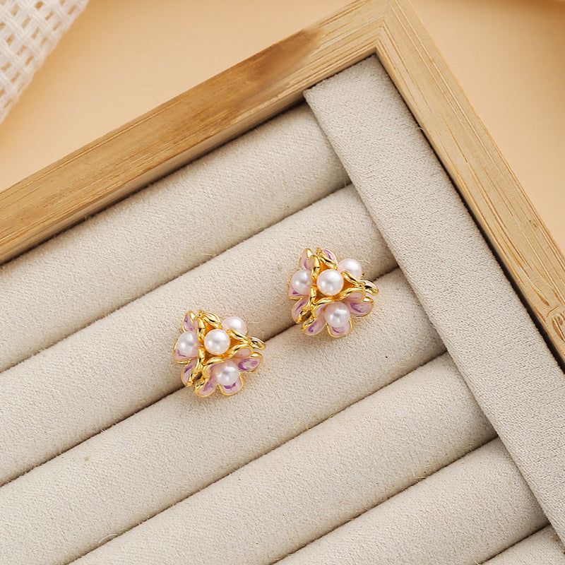Wholesale  Pearl Earrings Flower Earrings Light Luxury  Ear Jewelry