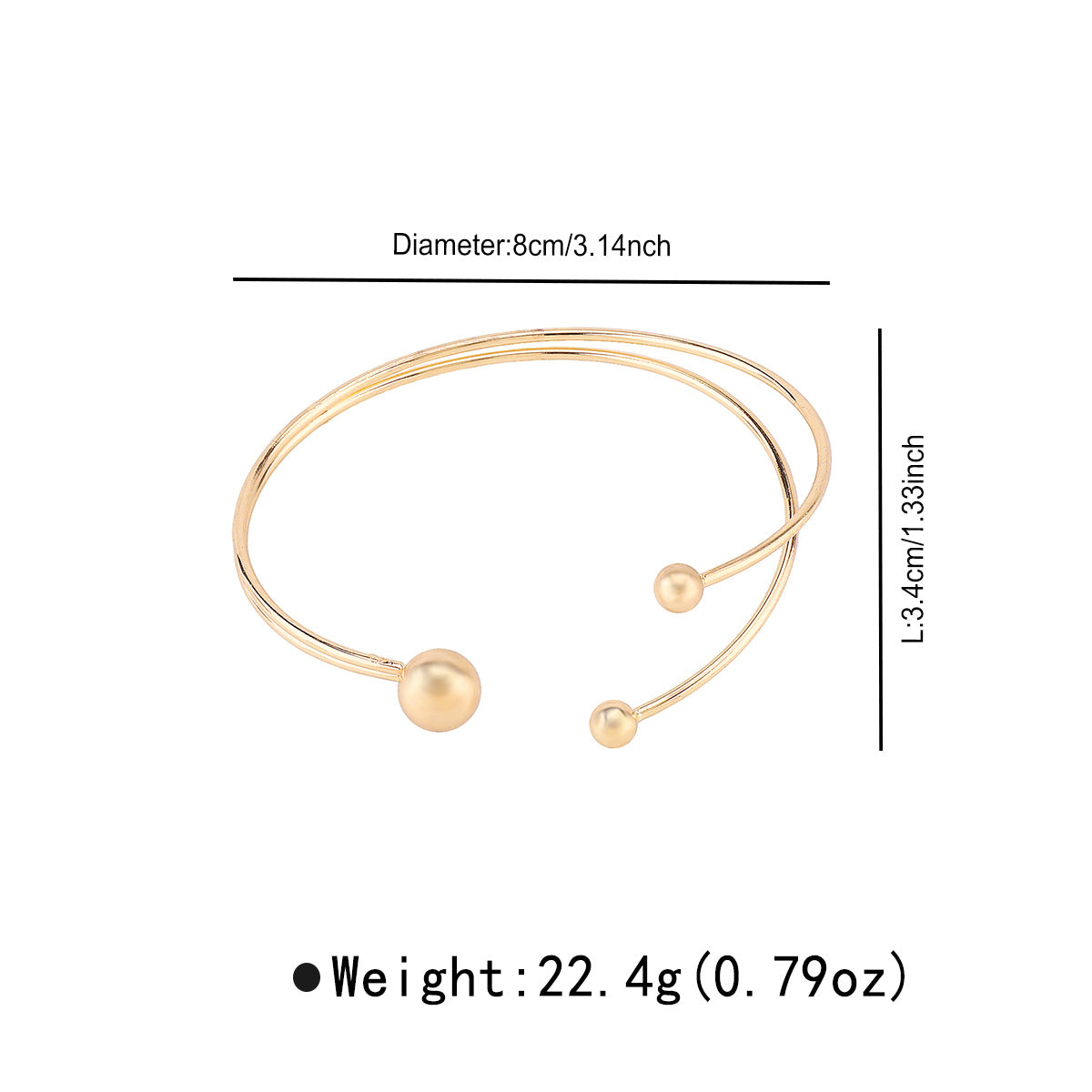 Wholesale Double-Layer Design Large and Small Ball Arm Ring Simple   Adjustable Hand